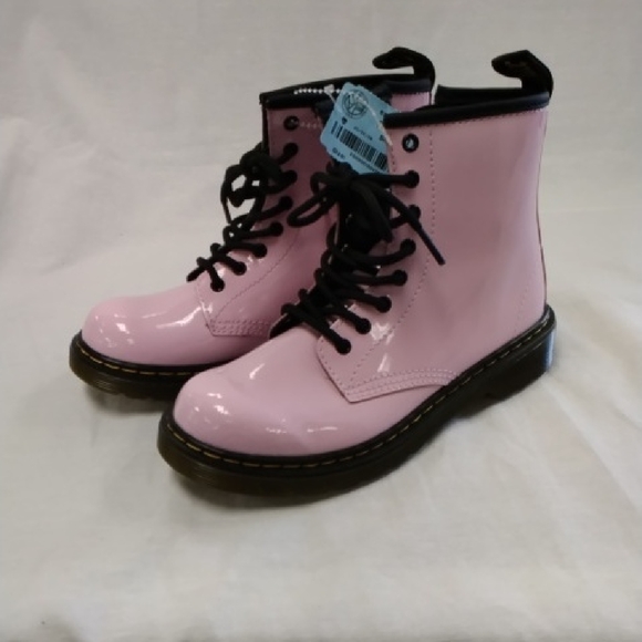Dr. Martens Glossy Pink and Black Boots - Picture 2 of 10